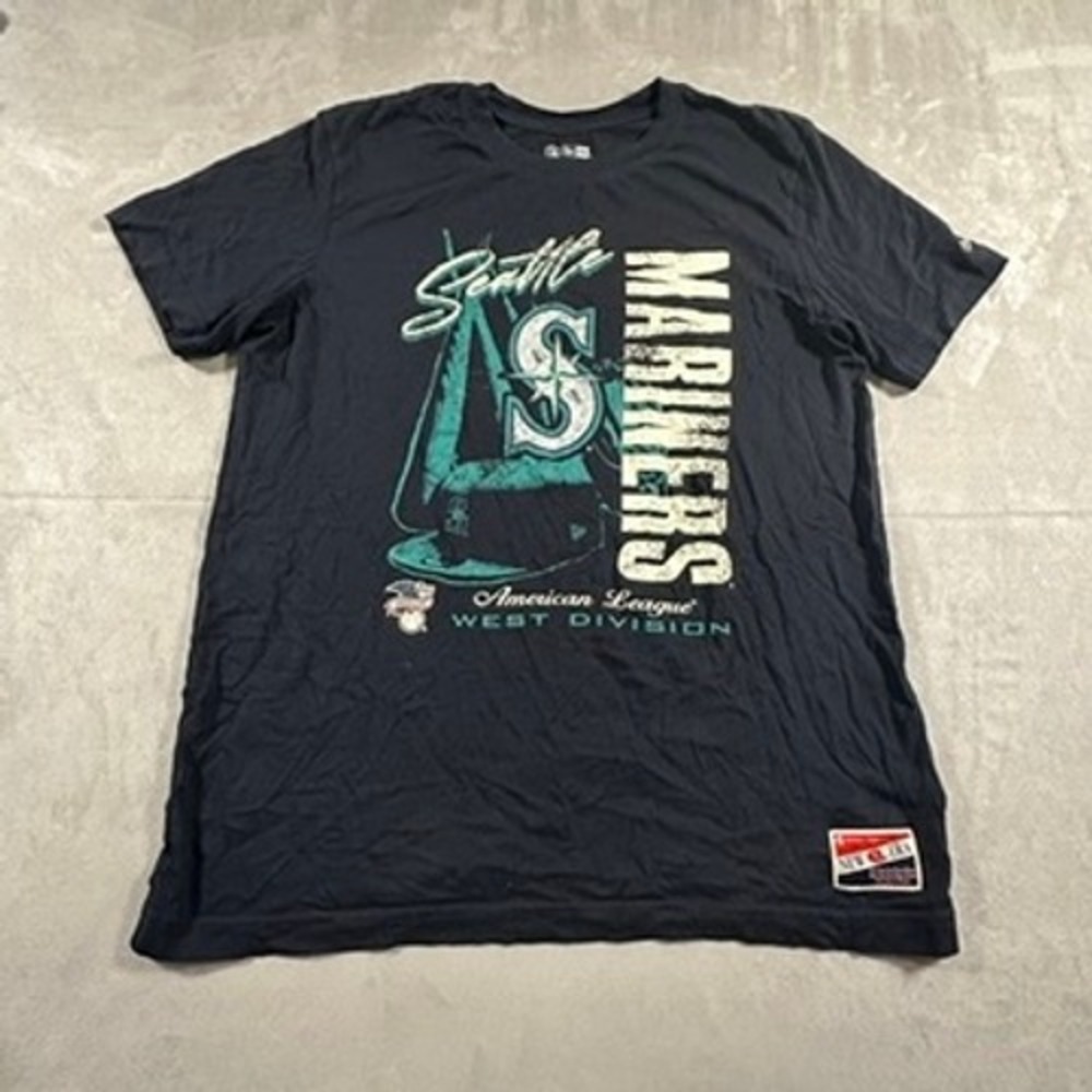 New Era Seattle Mariners Shirt Mens Graphic Tee XL Black